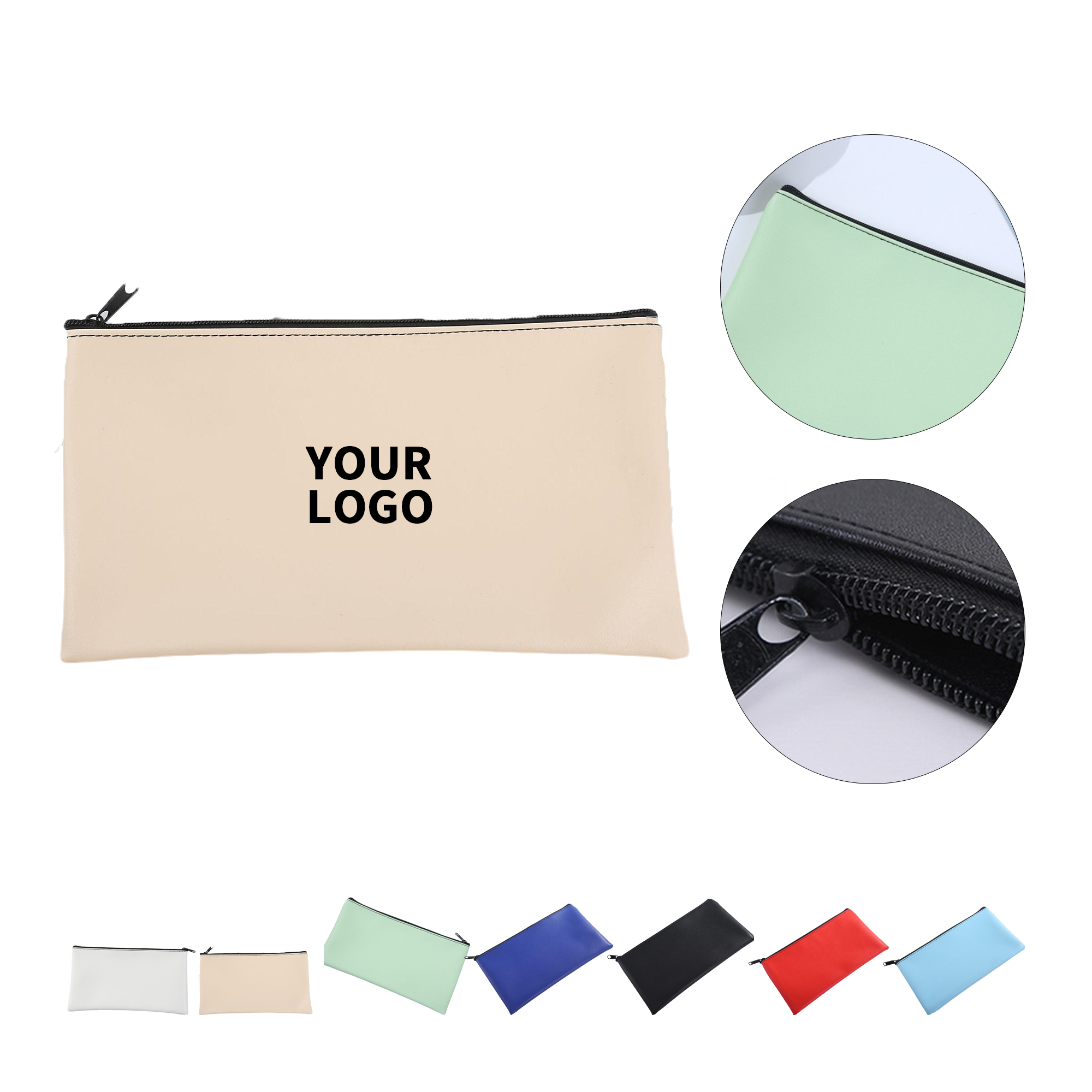 Faux Leather Bank Deposit Zipper Bag 9