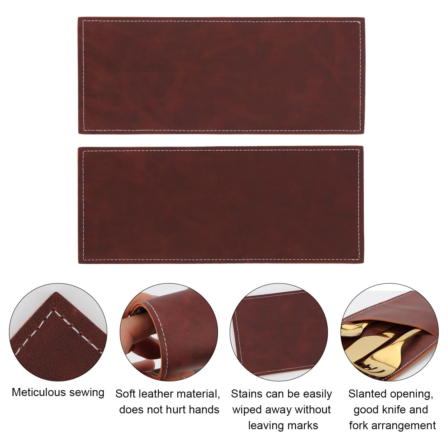 Leather Cutlery Sleeve Utensil with 3 compartments 3