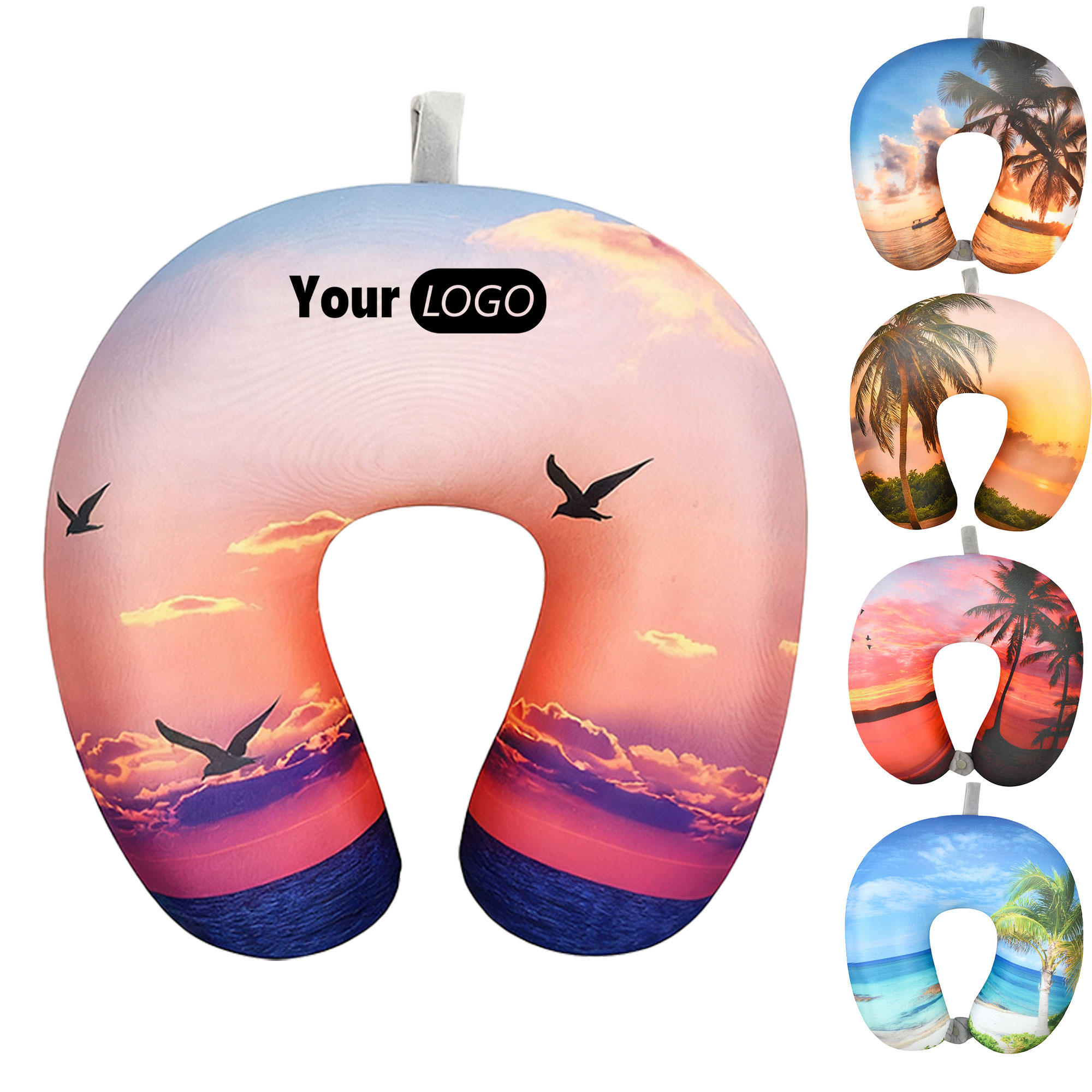 Portable U-Shaped Travel Pillow with Palm Tree Print 2
