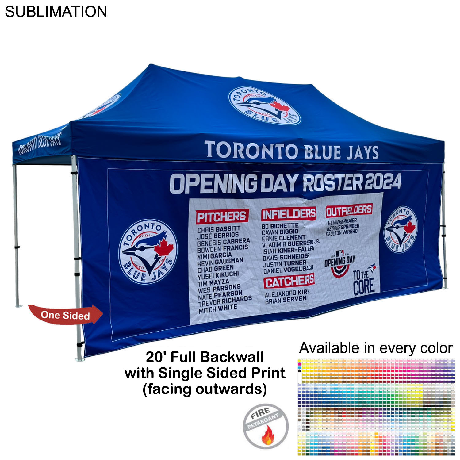 48 Hr Quick Ship - Full 20' Back Wall for 10x20 Tent Kit, Sublimated, Single Sided Print 1