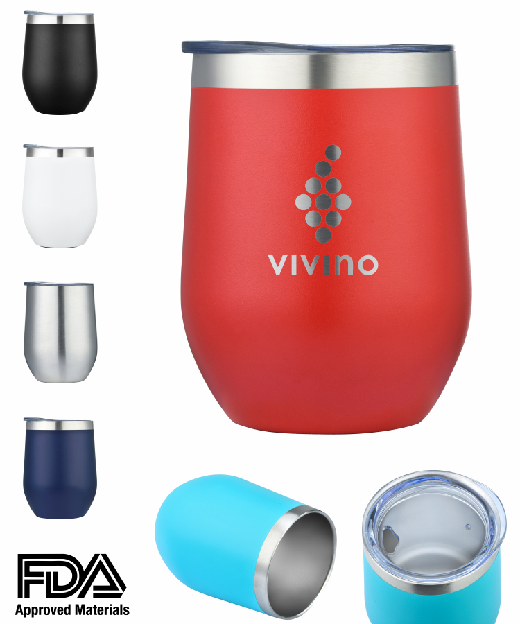 12 Oz. Double Wall Stainless Steel Wine Tumbler Vacuum Insulated 1
