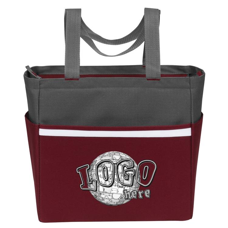 Two-Tone Accent Zip Tote 4