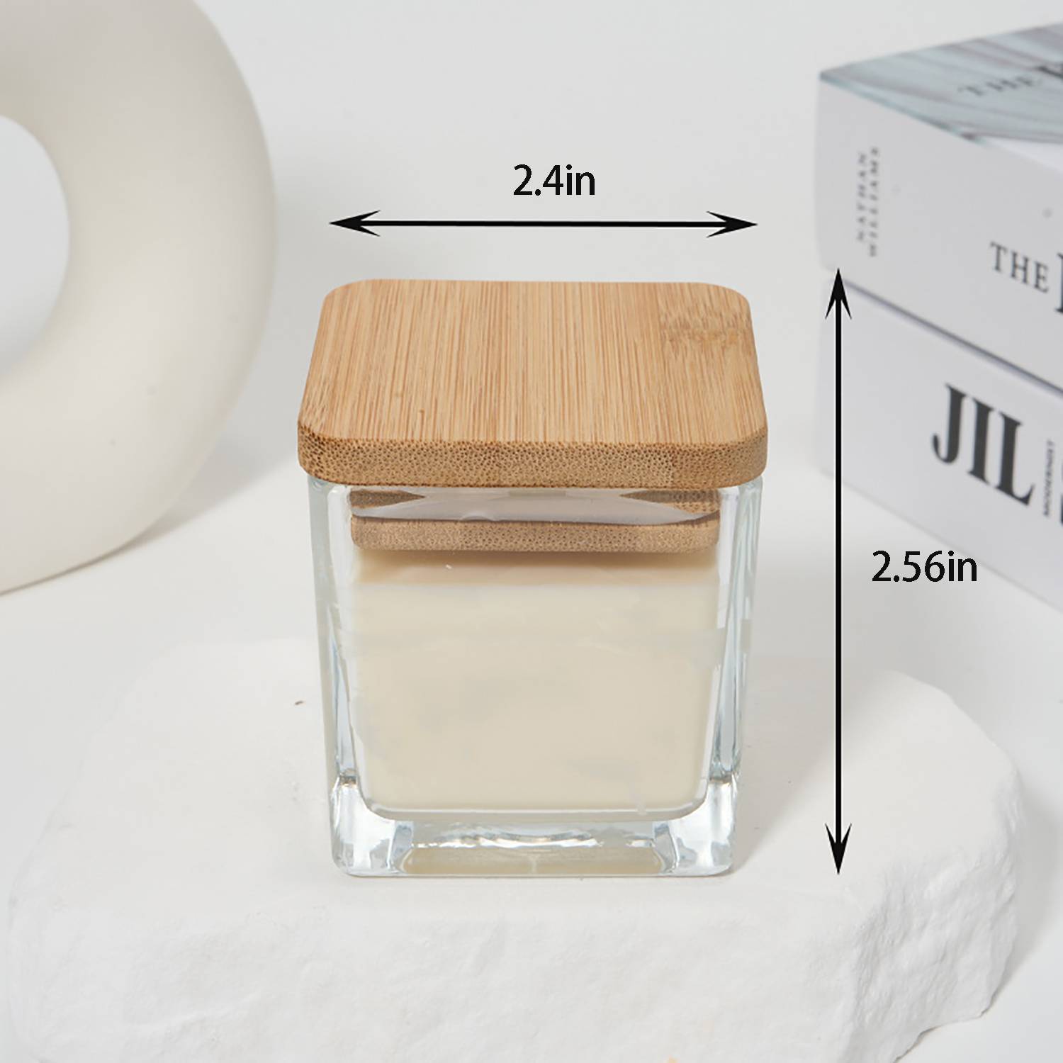 Mini Bamboo Lid Square Soy Wax Scented Candle 6