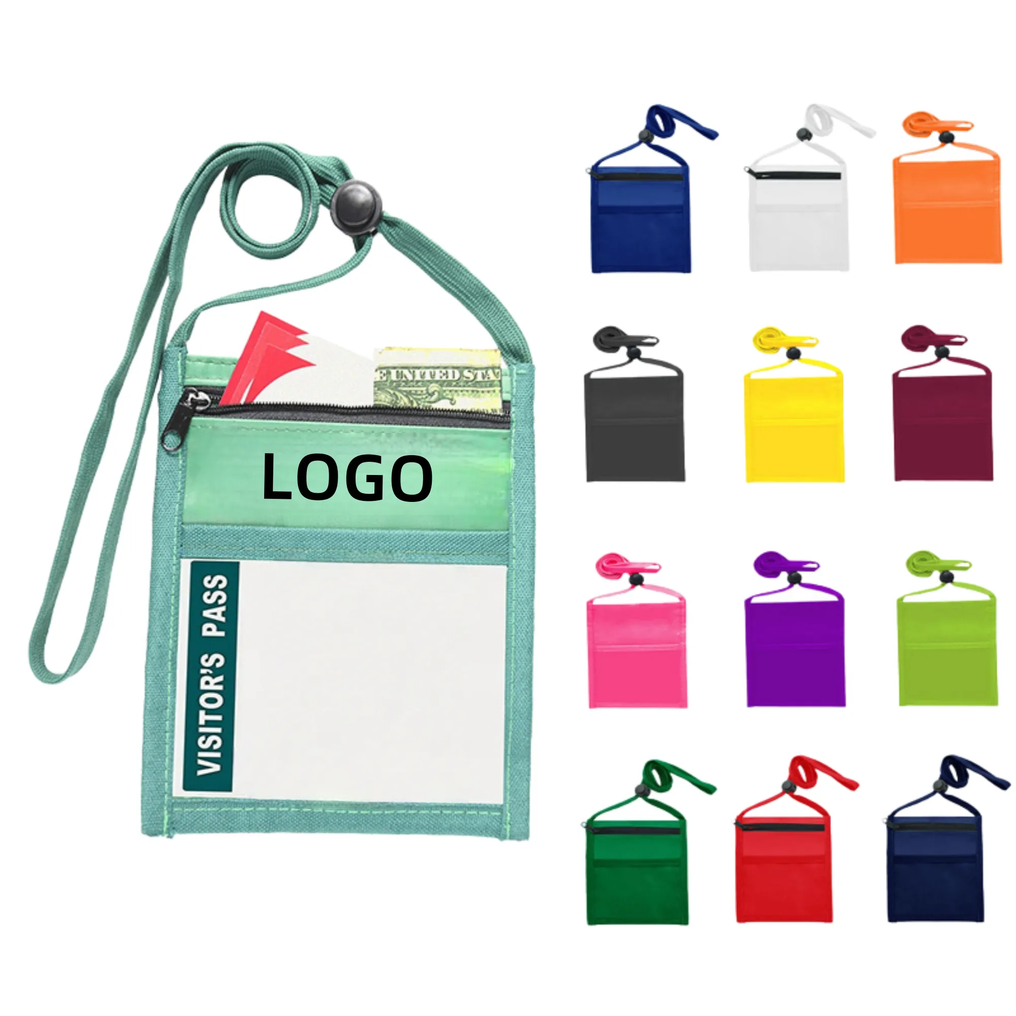 PVC Zippered Business Card Neck Pouch - Multi-Functional 1