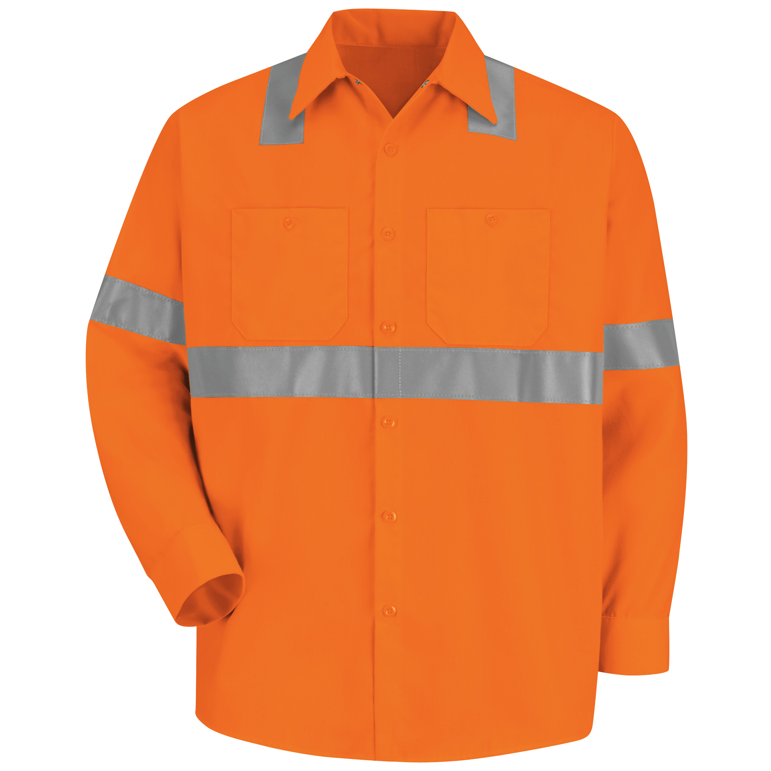 Red Kap® Men's Hi-Visibility Orange Long Sleeve Work Shirt - Type R, Class 2 2