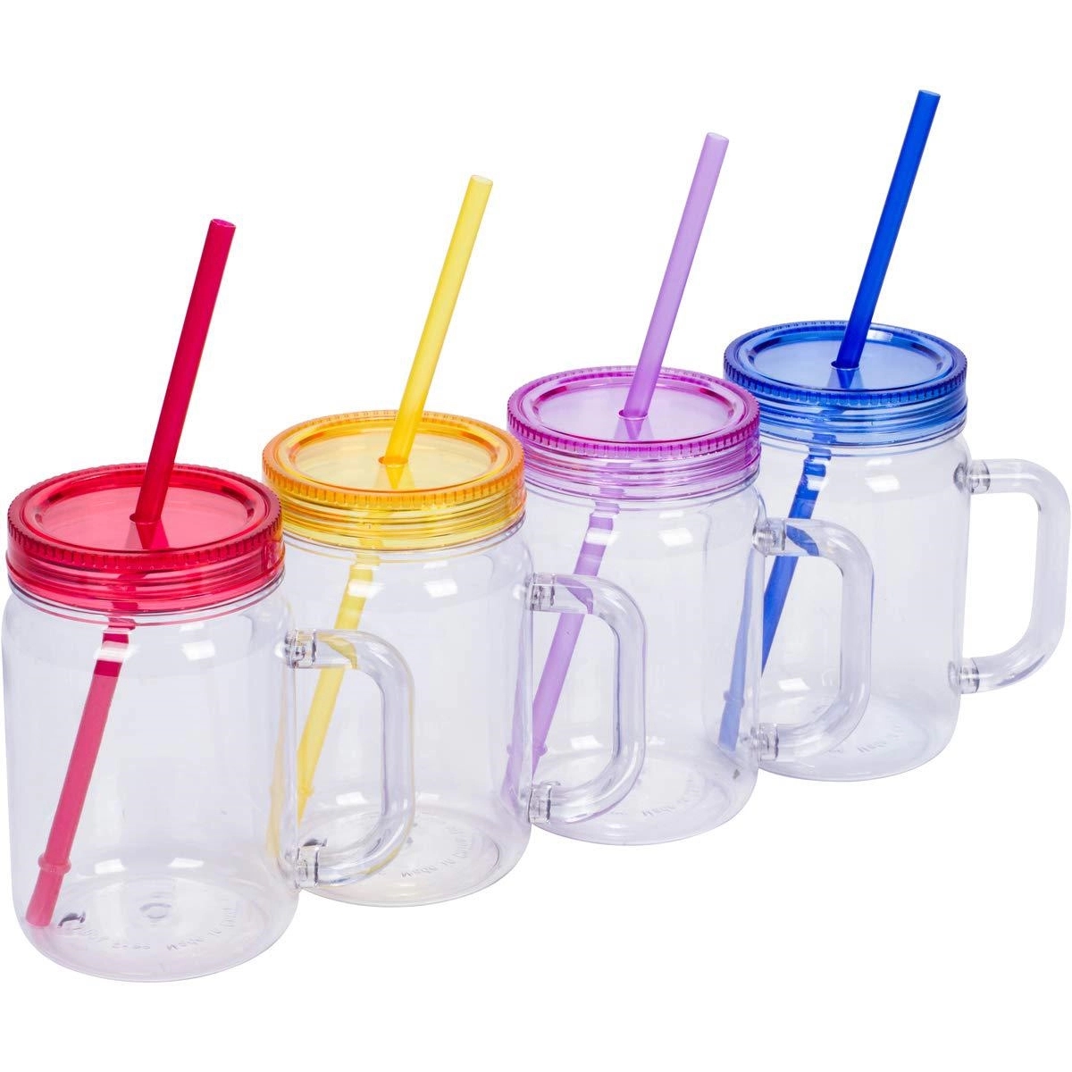 Mason Jar Tumbler Mugs with Lids & Straws 5