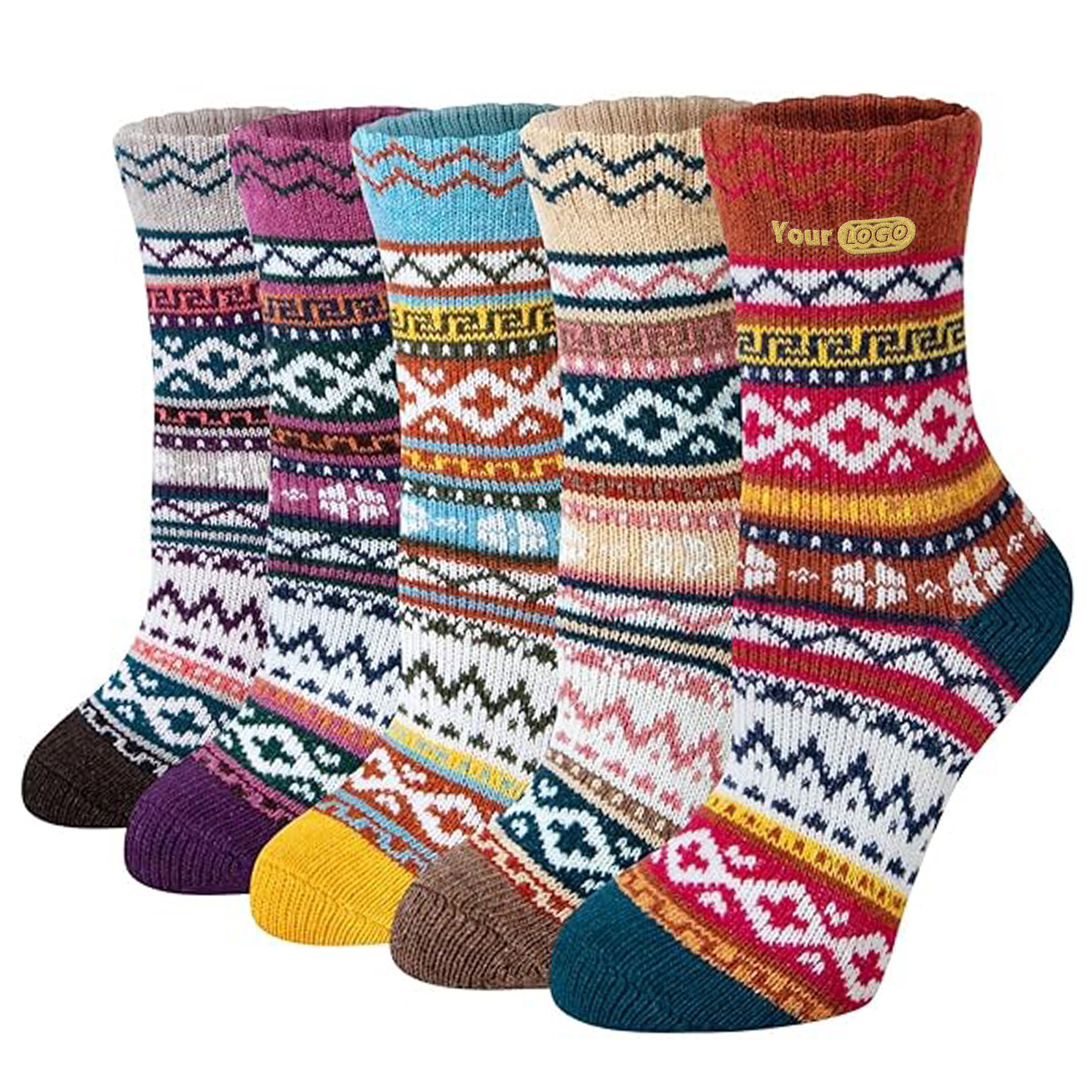 Cotton Cozy Winter Socks With Nordic-Inspired Patterns 5