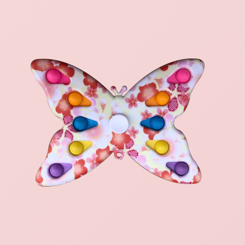 Butterfly-Shaped Kids Rotating Fidget Pop It w/10 Bubbles 5