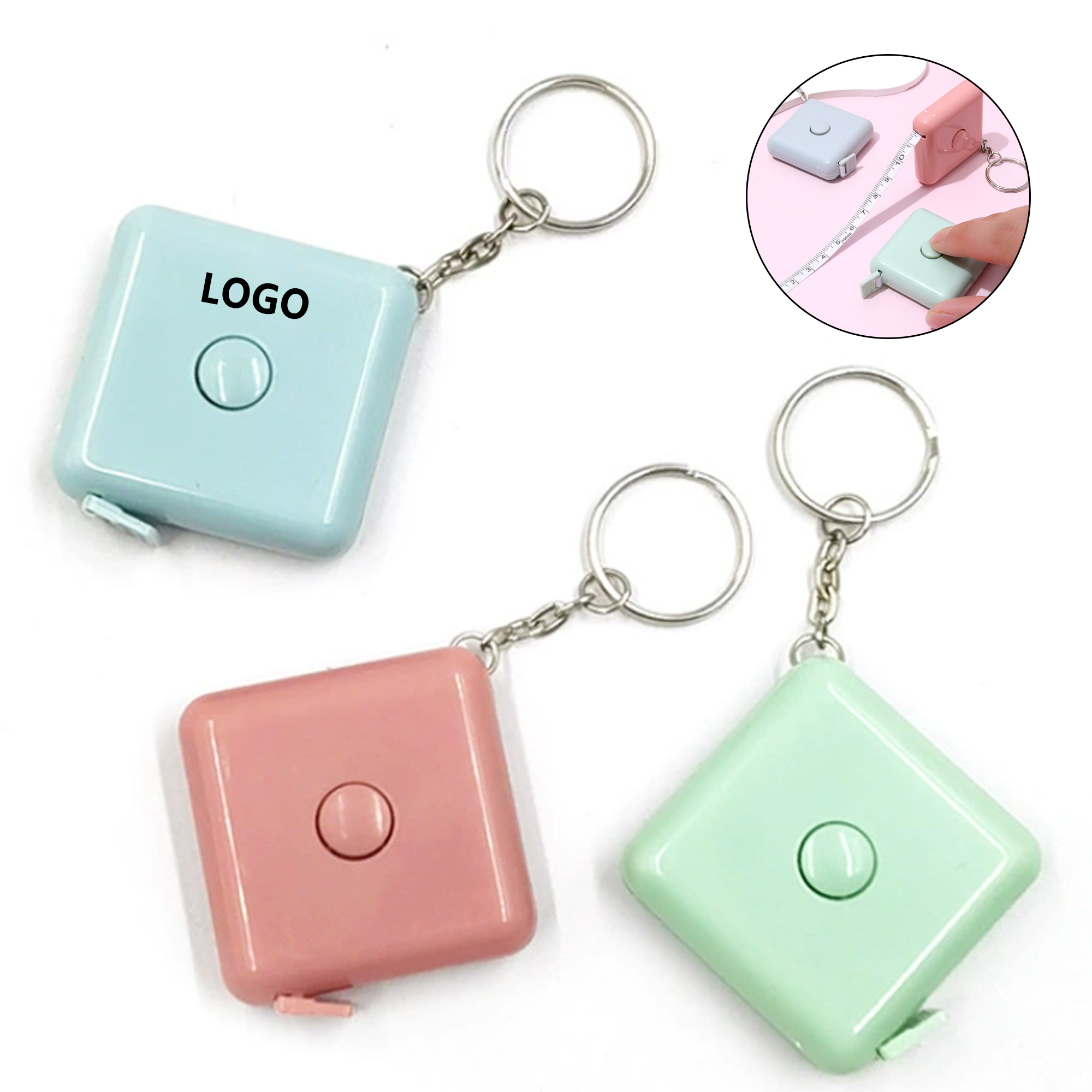 Square Tape Measure Key Chain MOQ 50 3