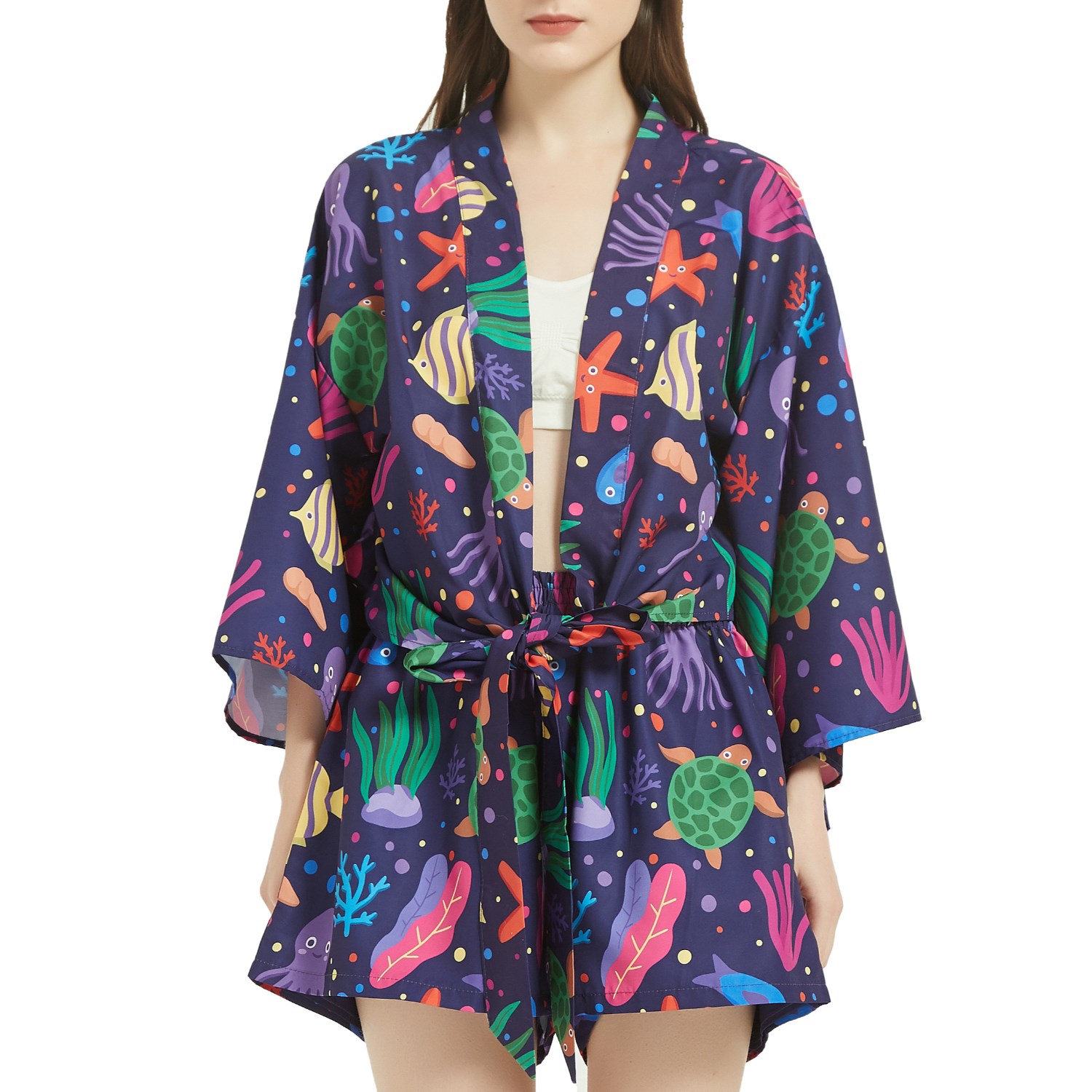 Women's 135 GSM Light 4-Way Stretch Front-Tie Hawaiian Shirts 5