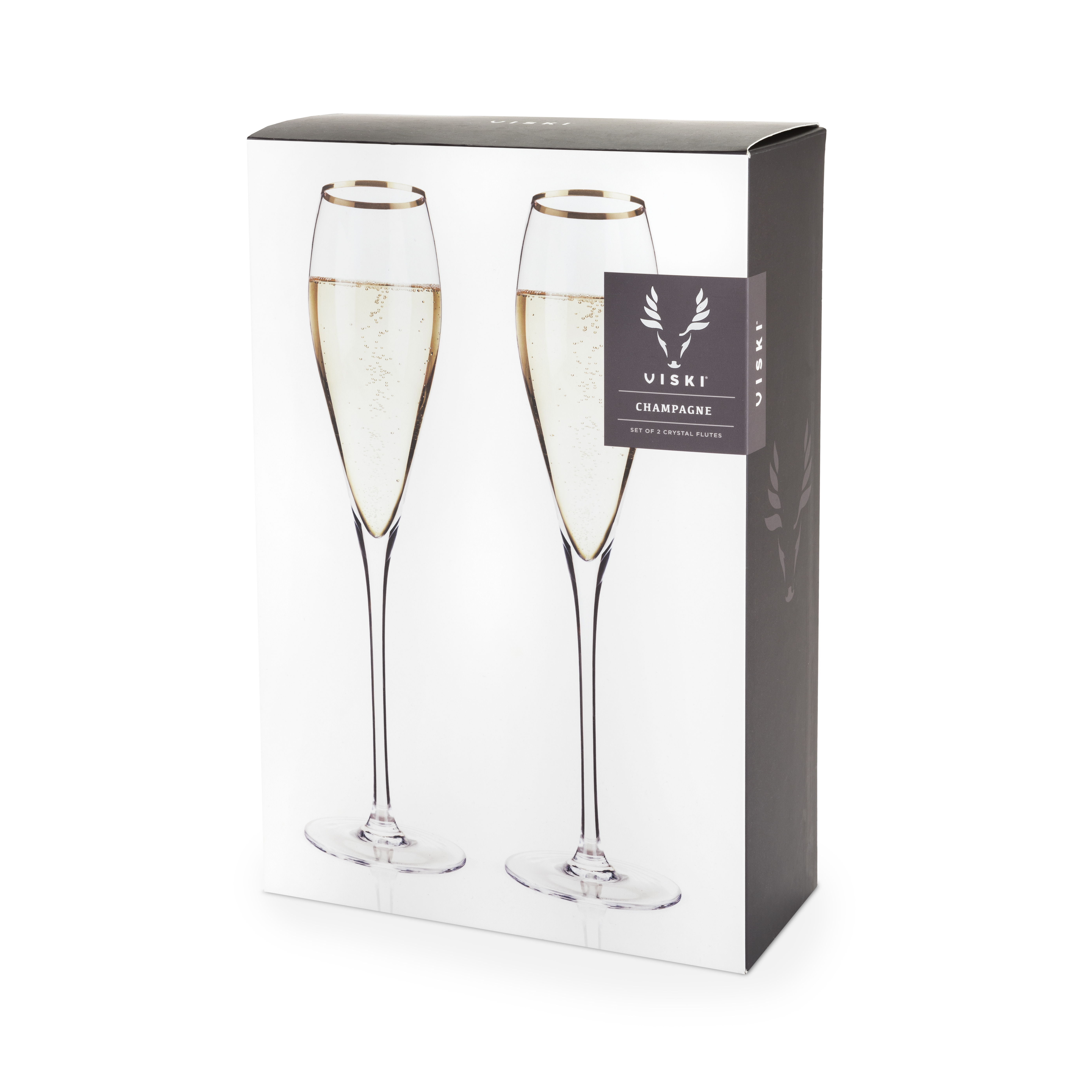 Viski® Gold-Rimmed Crystal Champagne Flute 4