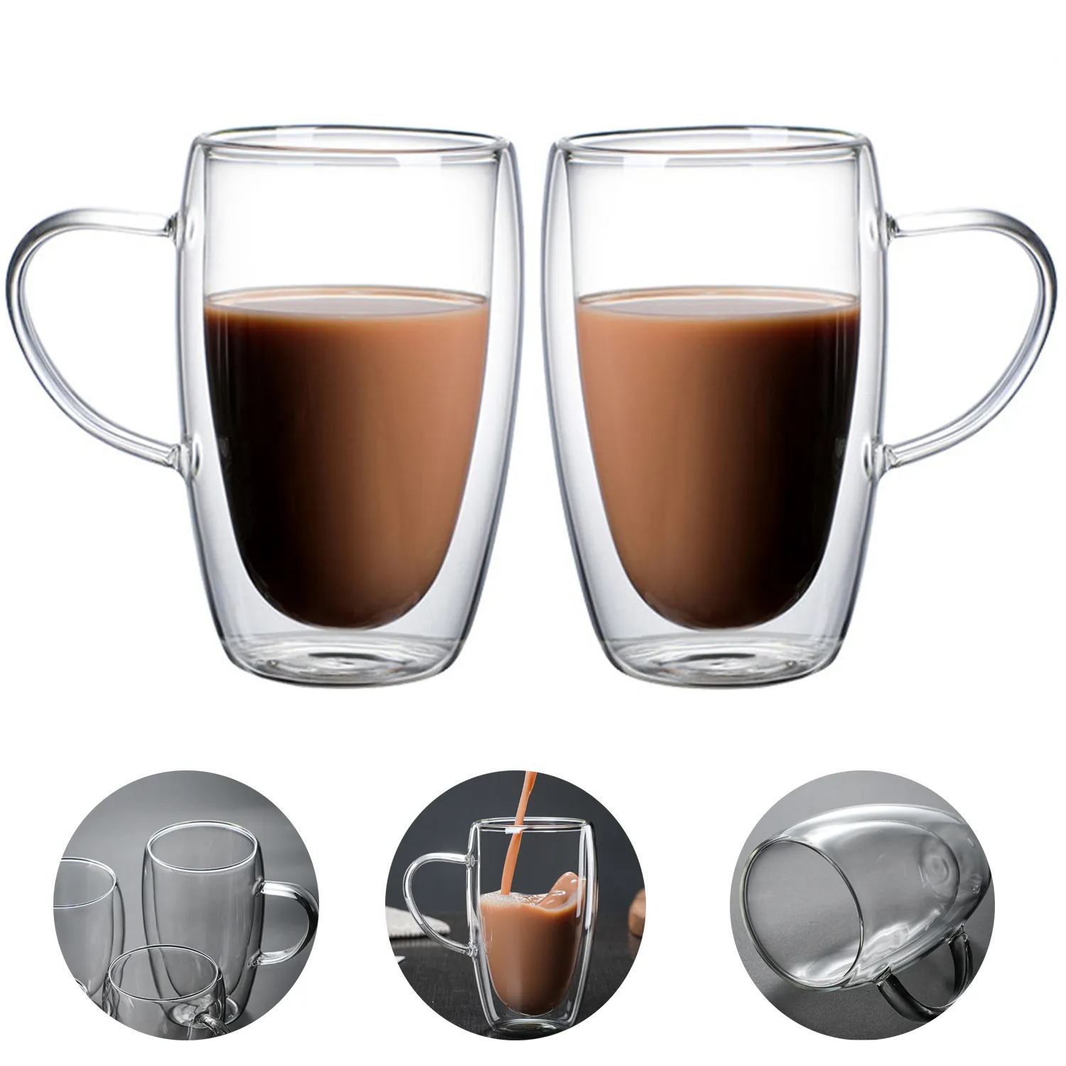 Double Wall Insulated Coffee Glasses Mugs 2