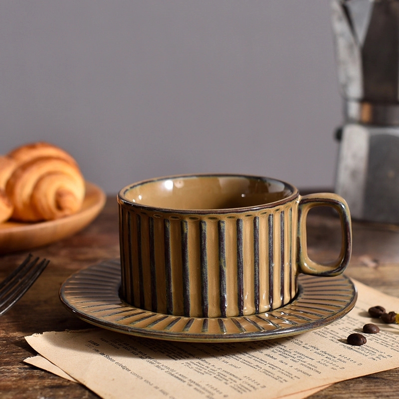 Custom 7 oz Ceramic Coffee Mug Saucer Set 8