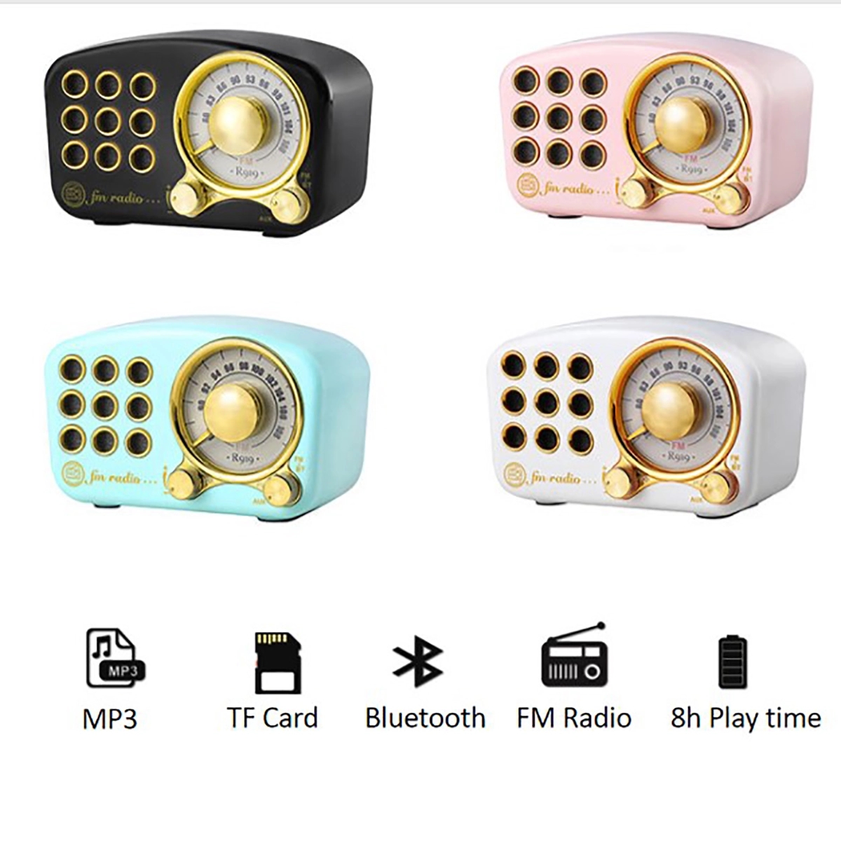 Retro Bluetooth Speaker Vintage Fm Radio 3