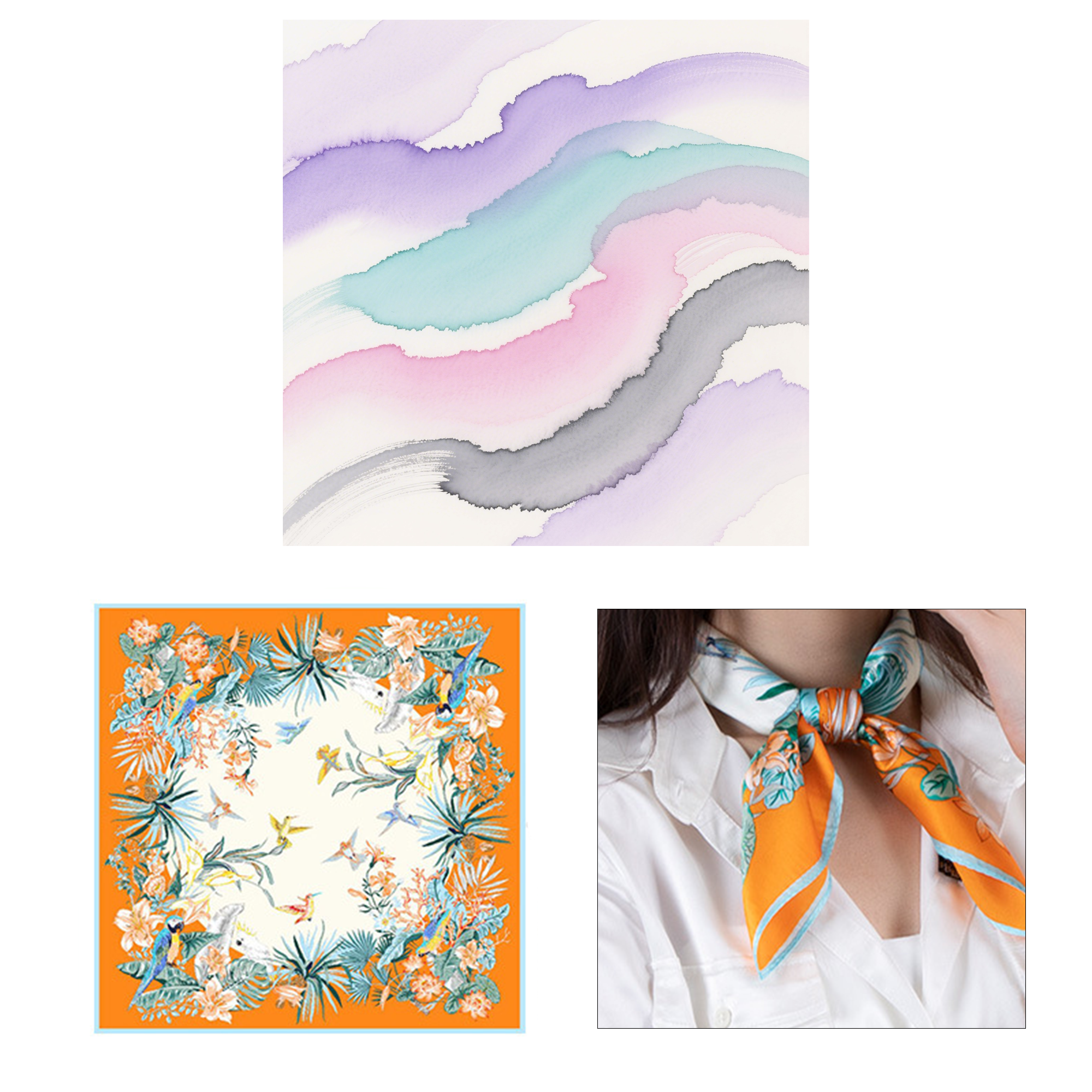 Full Color Silk Square Scarf 3