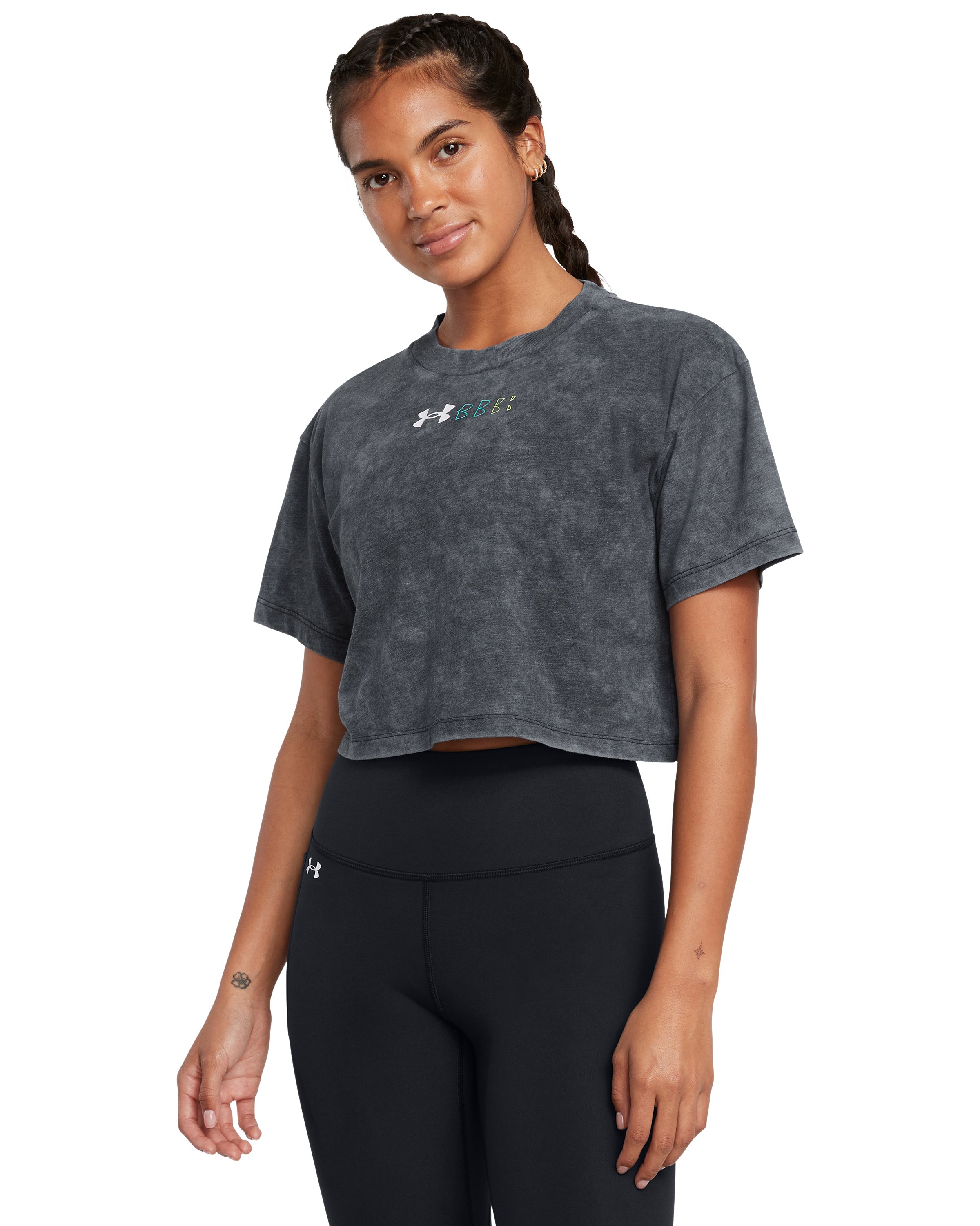 UA Wash Logo Repeat Women's Crop Short Sleeve 2