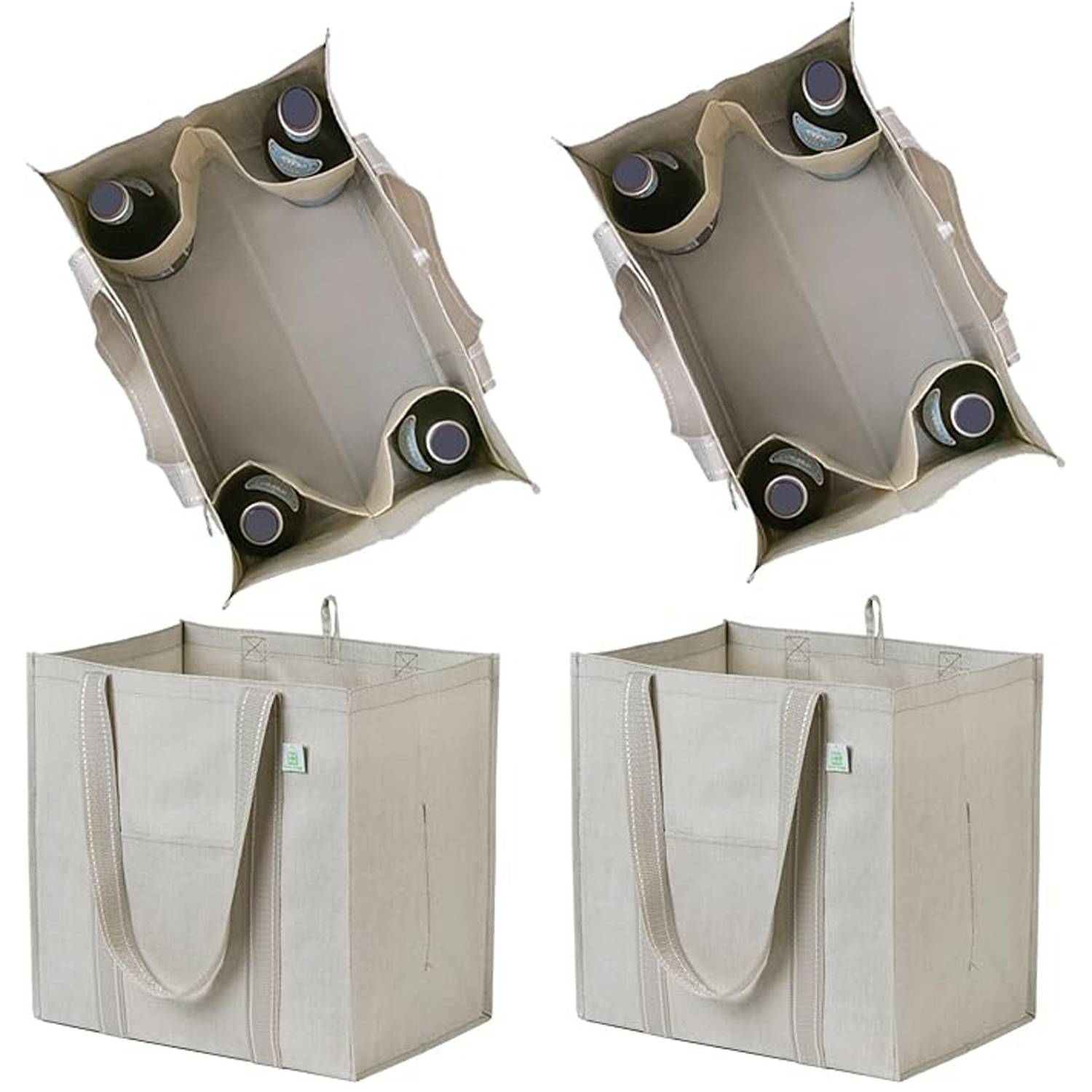 4-Pocket Heavy Duty Oxford Grocery Tote Bag w/ Hard Base 1