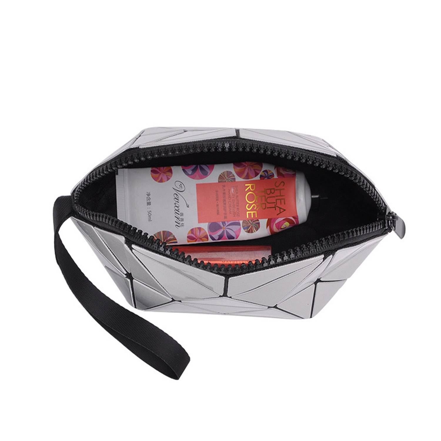 Pu Geometric Travel Foldable Cosmetic Bag 4