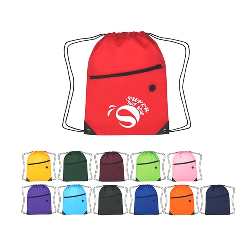 Drawstring Sports Backpack with Front Zipper Hole 2