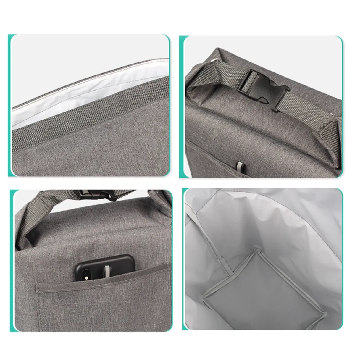 Reusable Insulated Tote Lunch Bag with Buckle Closure Cooler 7