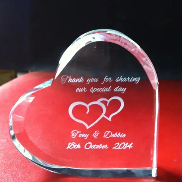 Personalized Beveled Heart Shaped Crystal Award 5