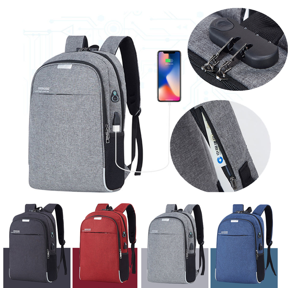 Anti-theft Lock USB Charging Port Laptop Backpacks 4