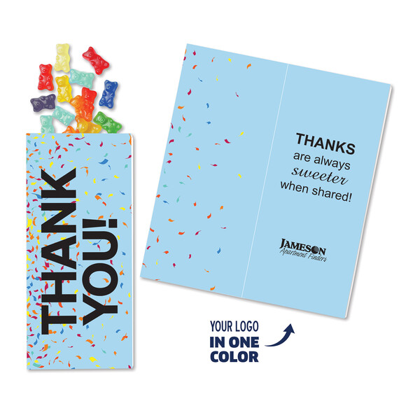 One Color Foil-Stamped Stock Gratitude Sweeter Cards with Albanese Gummi Bears