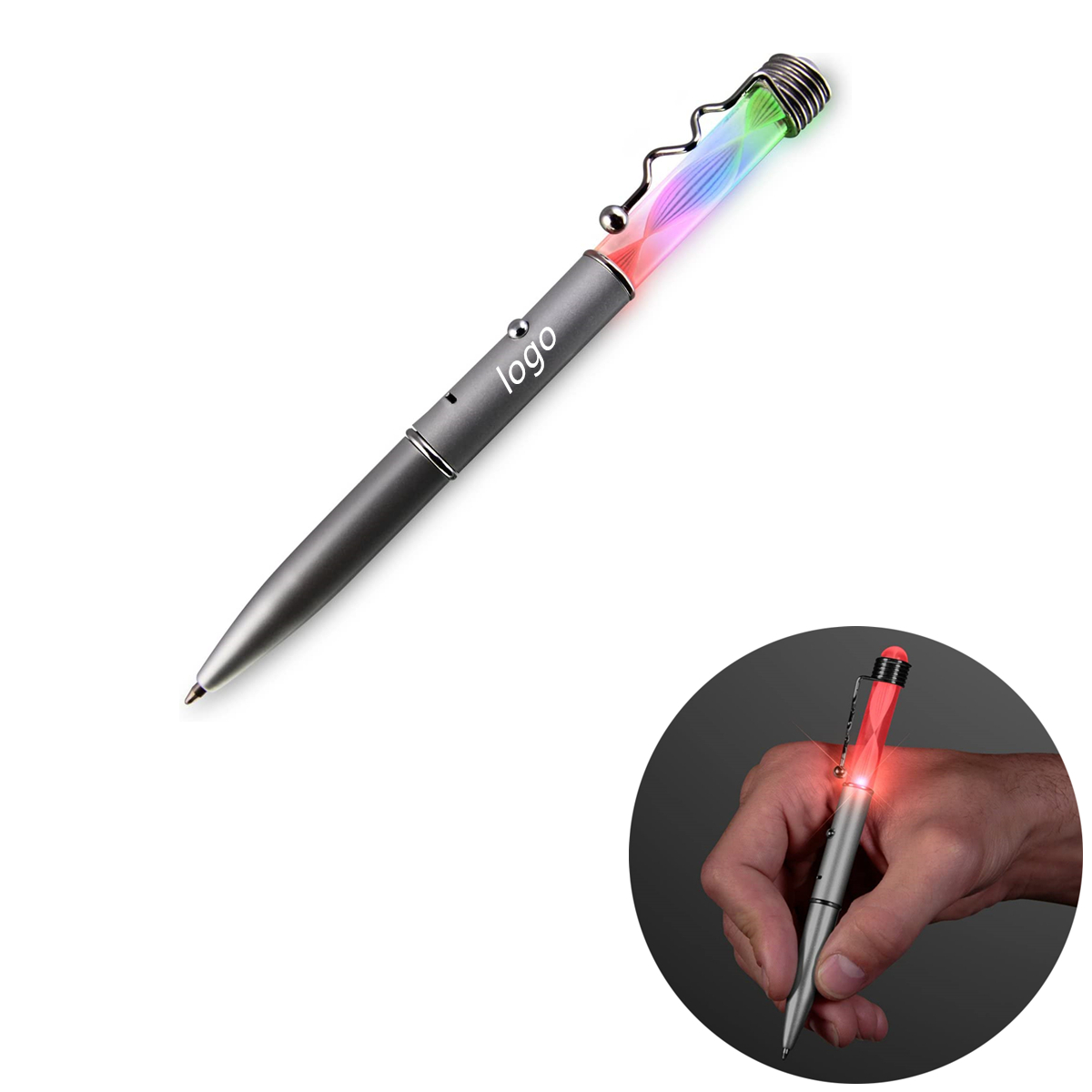 Rainbow Color Changing LED Light Up Pen with Spiral 2
