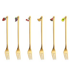 Fruits Charms Pendant Dessert Salad Fork 3