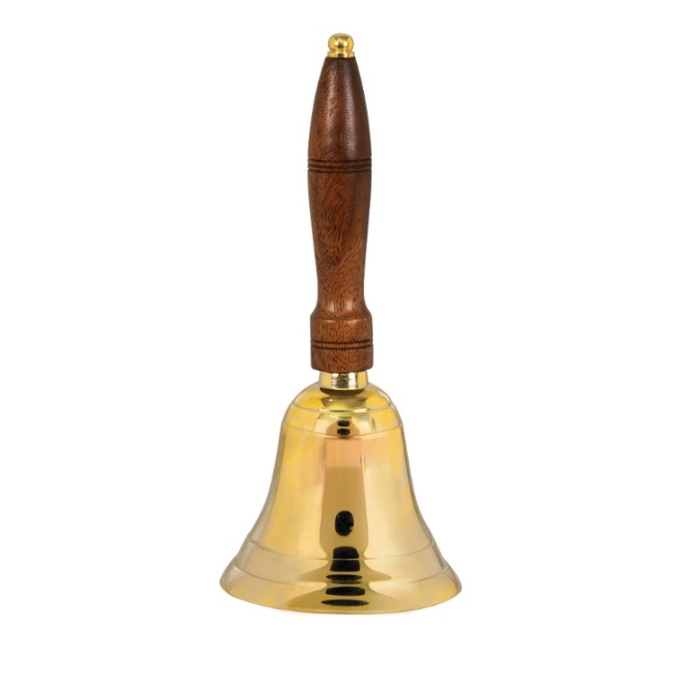 10" Brass School Bell with Wood Handle