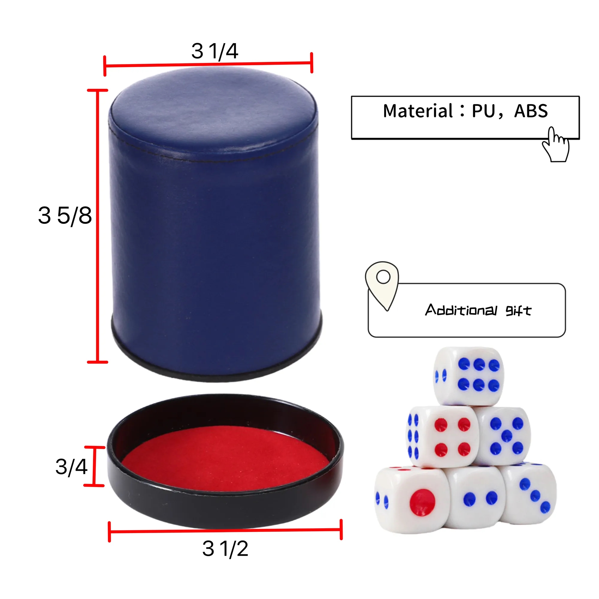 MOQ50 Custom PU Dice Cup with 6 Dices And A Base 1