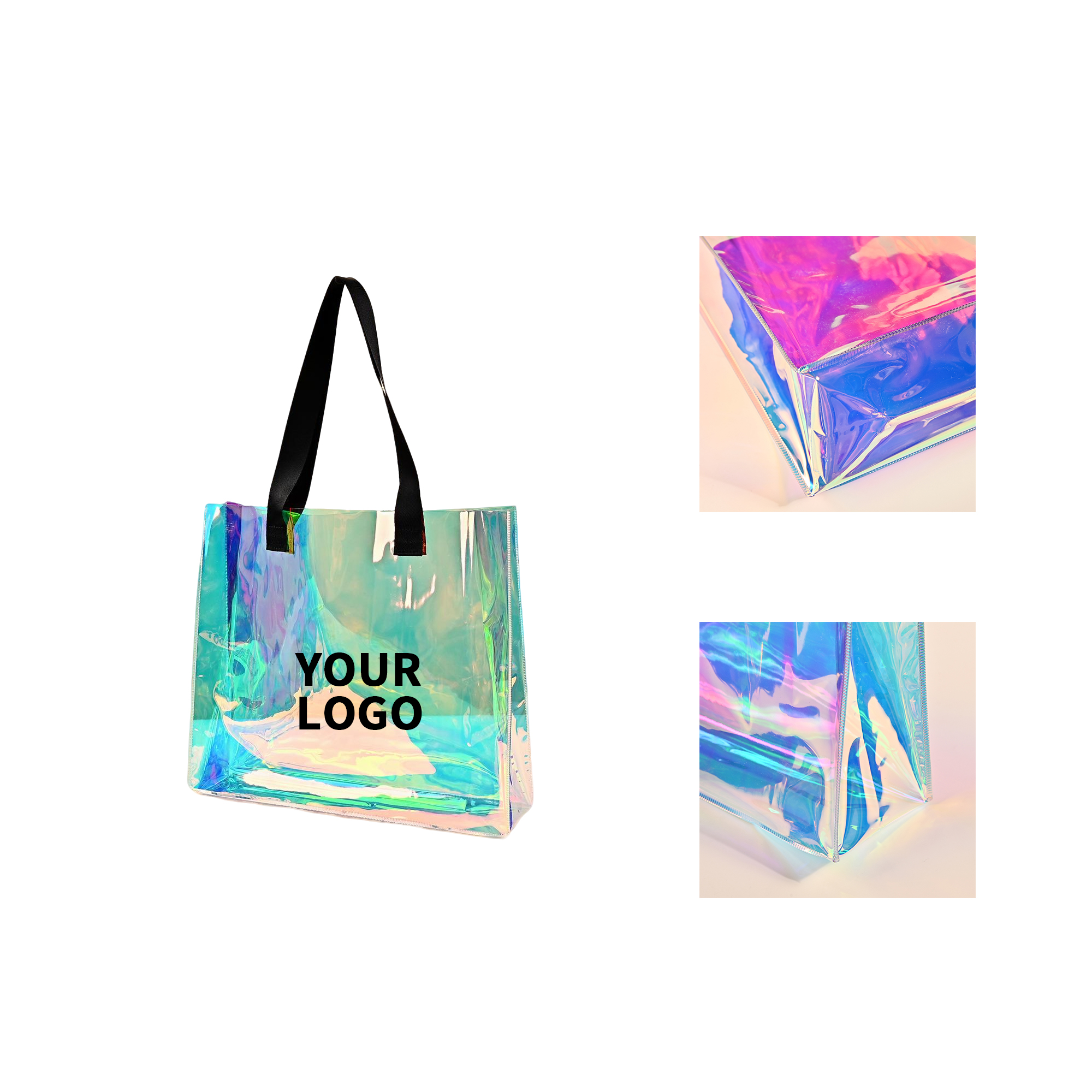 Holographic TPU Clear Shoulder Tote 16" Width 3