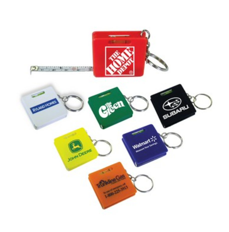 3FT Business Card Measuring Tape Keychain With Level 1