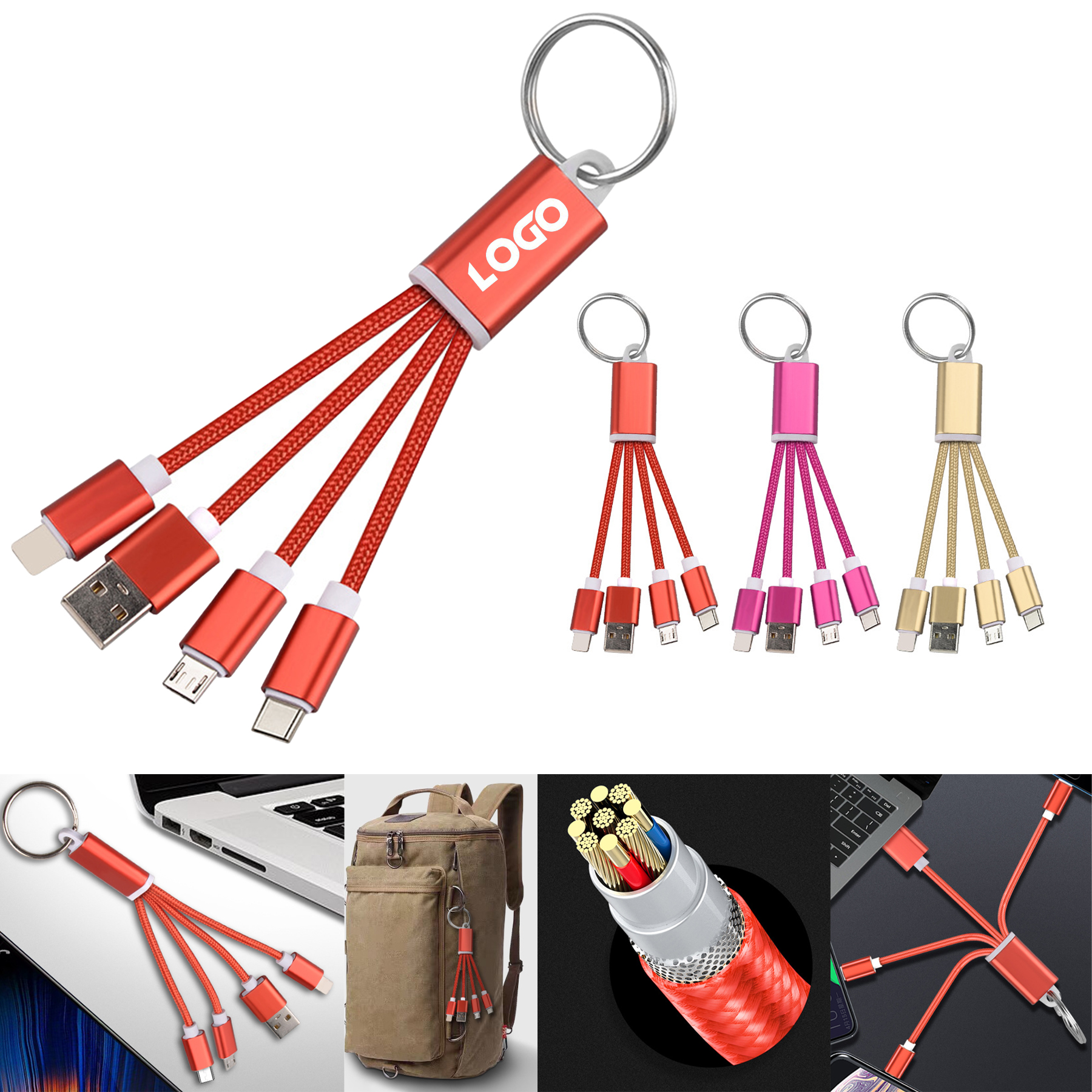 Charging Line, Micro USB, Type C, Portable, 3 in 1 2