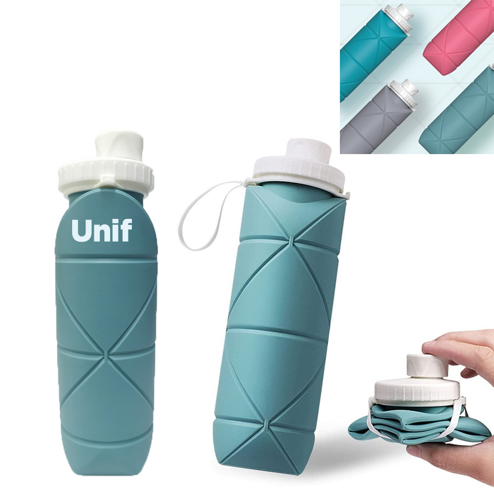 600ml / 20oz Silicone Collapsible Reusable BPA Free Water Bottle 7