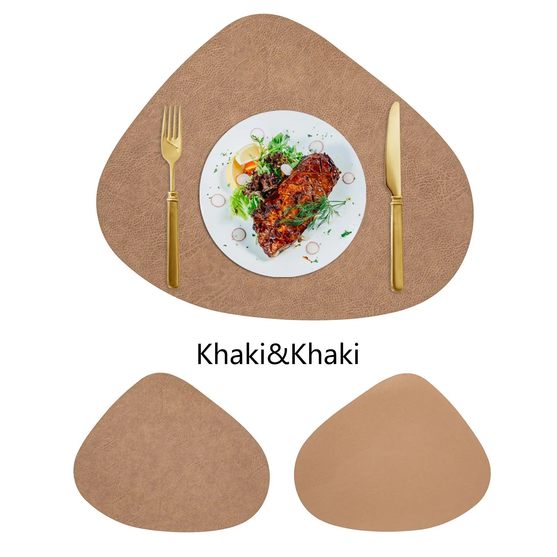 Water Droplet Shaped Leather Coaster Table Tableware Mat 2