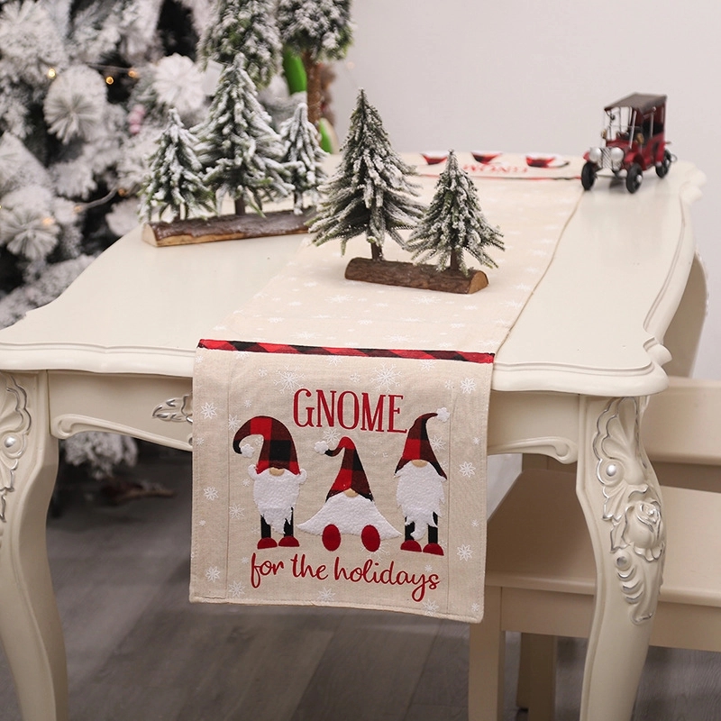 Christmas Embroidered Faceless Elderly Table Runner 3