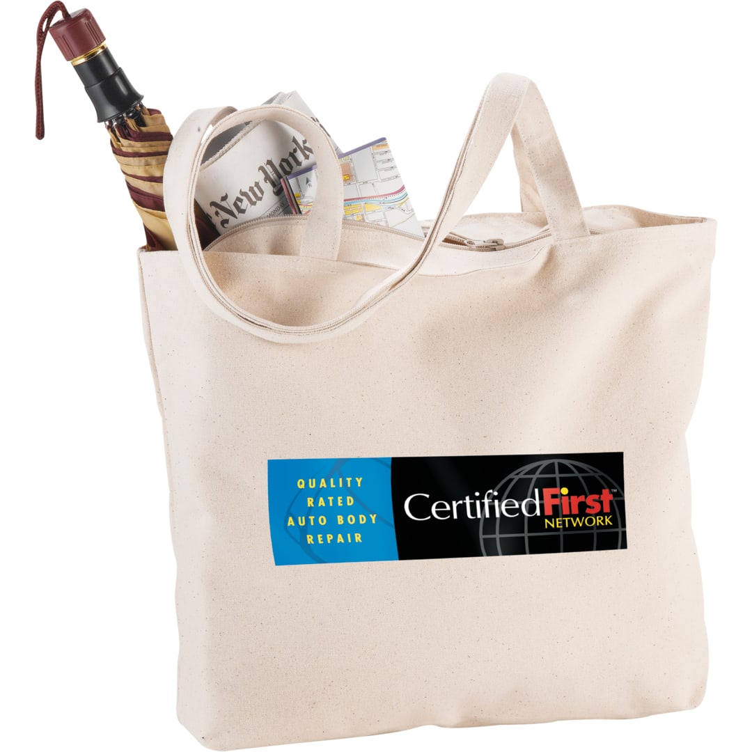 Zippered 12oz Cotton Canvas Shopper Tote 28