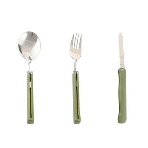 3 In 1 Portable Stainless Steel Flatware Set Fork Knife Spoon With Pouch 24