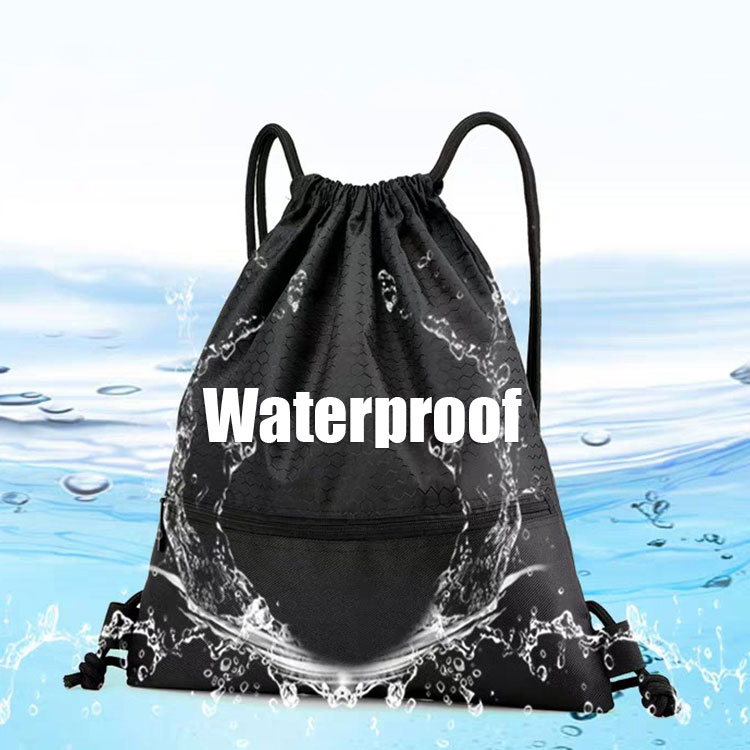 Waterproof Drawstring Backpack Sports Gym Bag for Women & Men Large Size With One Zipper Pocket 2