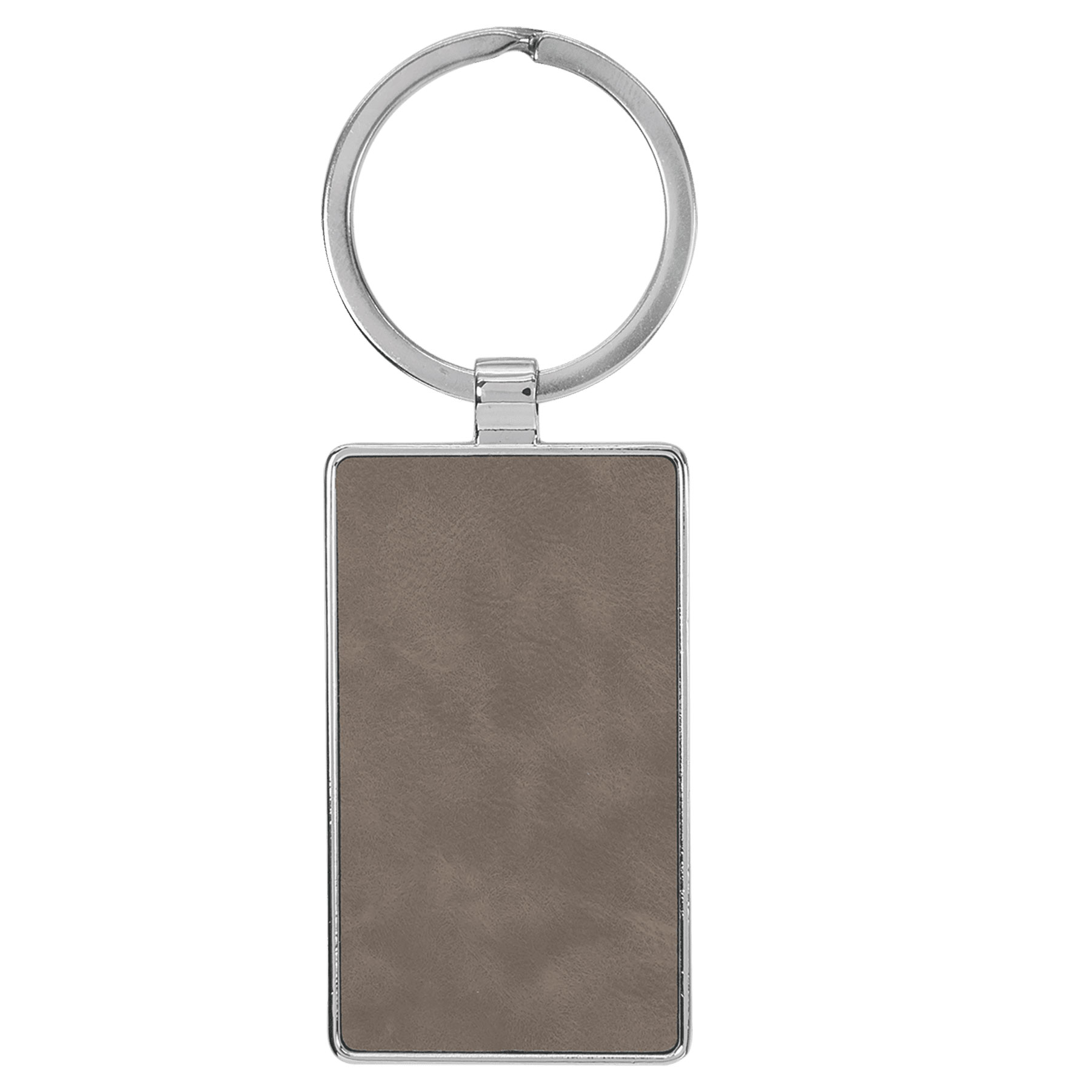 Gray Leatherette/Metal Rectangle Keychain 2