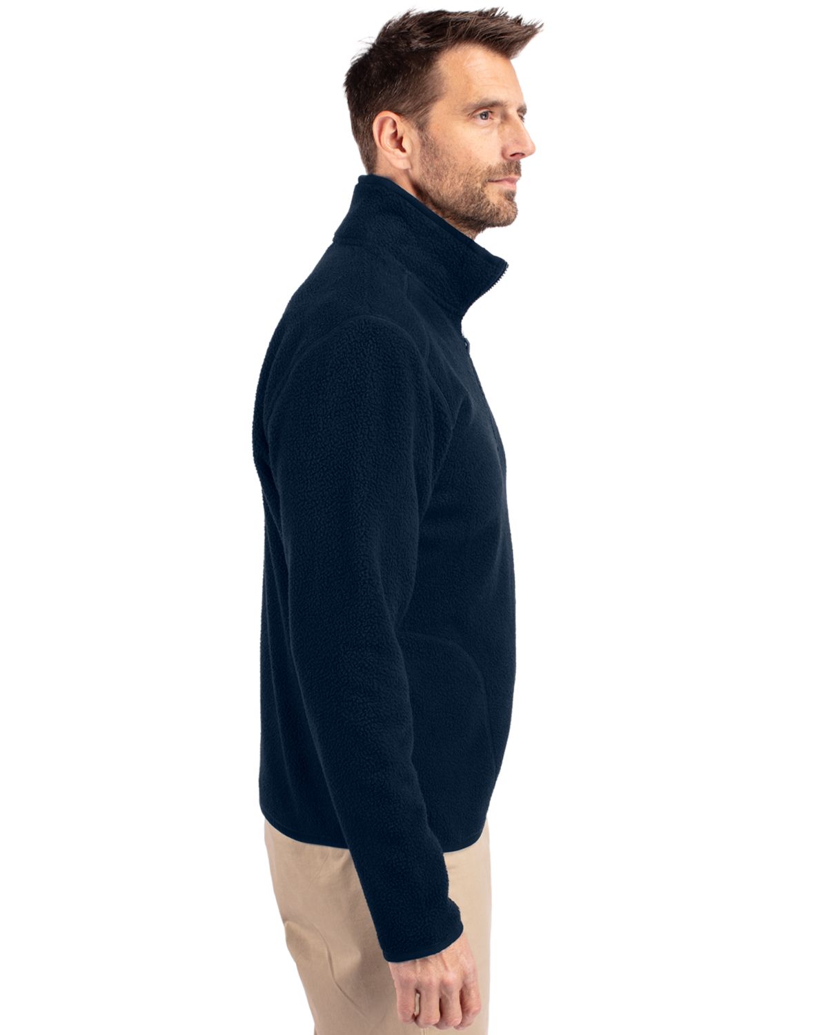 Cutter & Buck Cascade Epic Comfort Recycled Sherpa Fleece Mens Quarter Zip Jacket 8