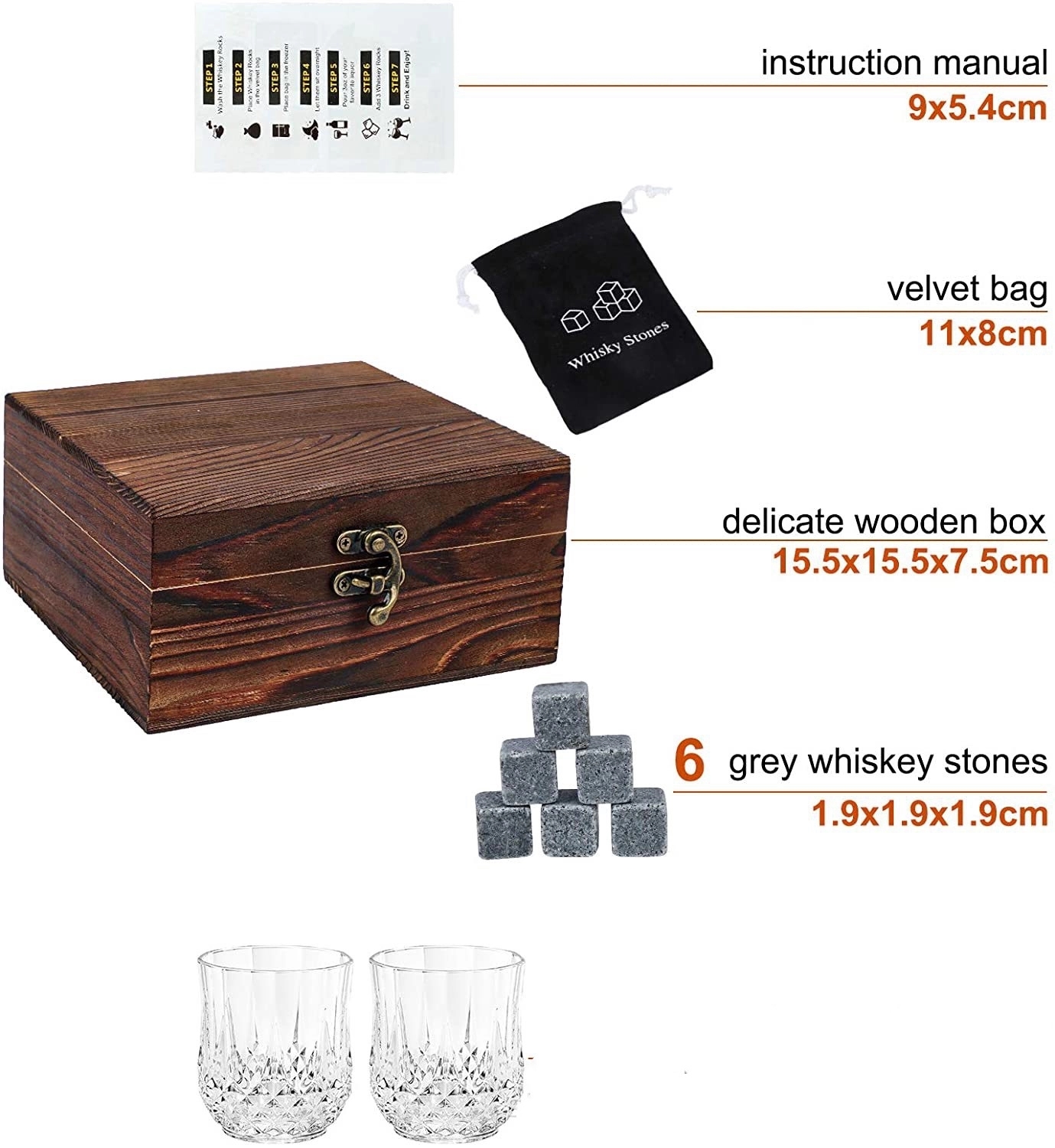 Whisky Stones Glass Gift Set 4