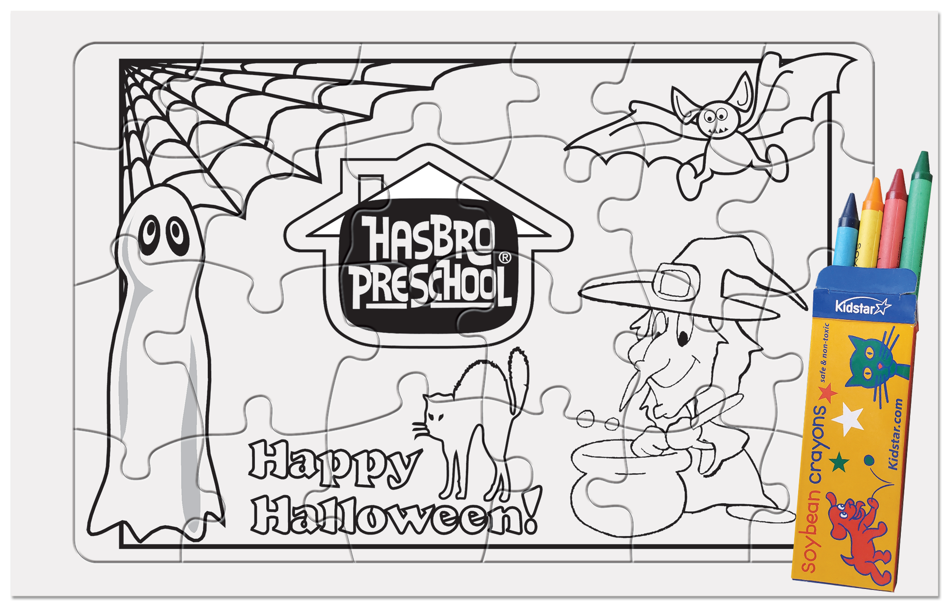 24 Pieces - 10 1/2" x 6 5/8" Coloring Tray Puzzle - Halloween 2