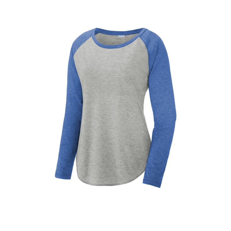 Sport-Tek Women's PosiCharge Long Sleeve Tri-Blend Wicking Scoop Neck Raglan Tee 37