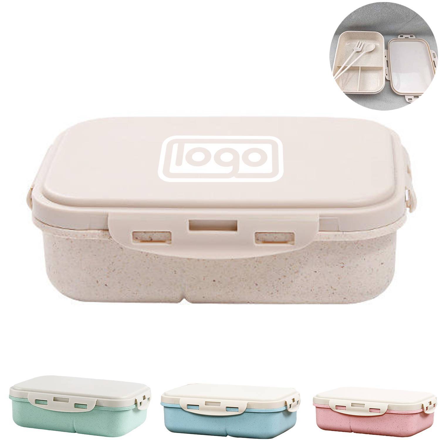 Leak Proof Wheat Straw Lunch Bento Box w/ Utensils 2
