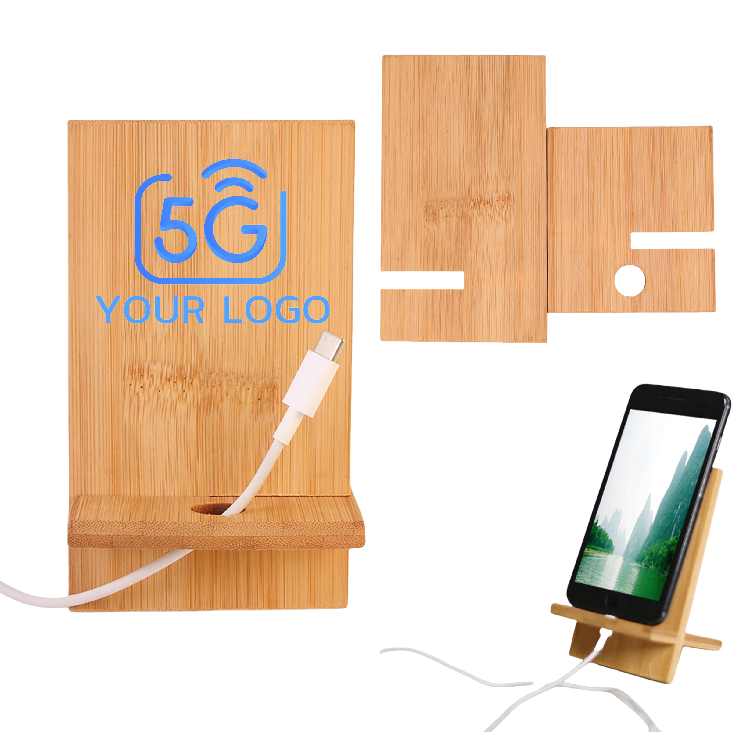 Bamboo Wood Mobile Phone Stand 1