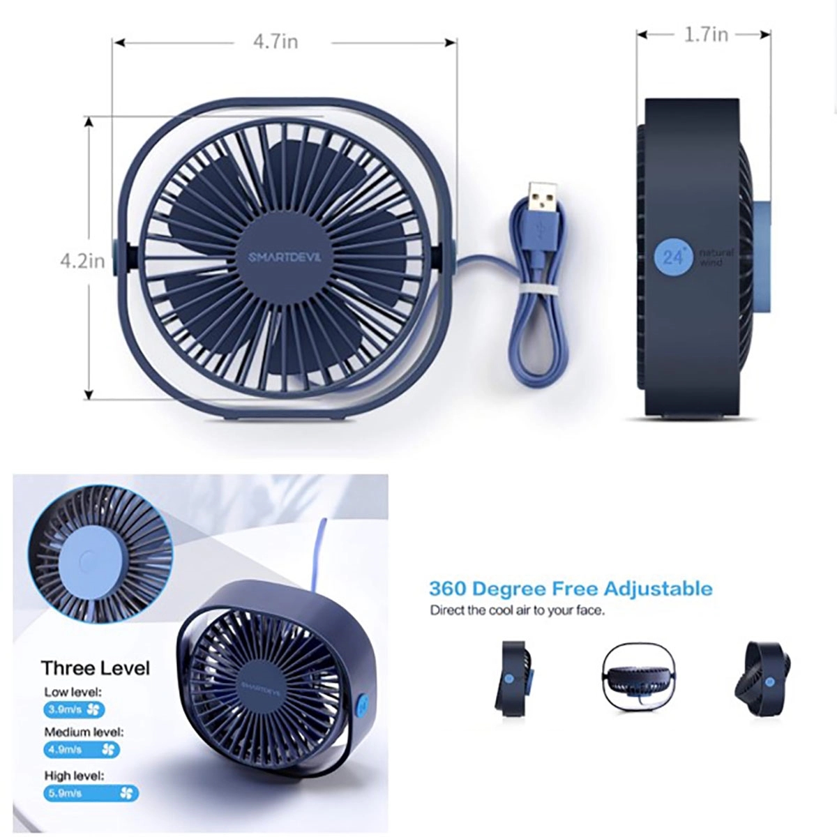 Mini Personal Usb Desk Fan 2