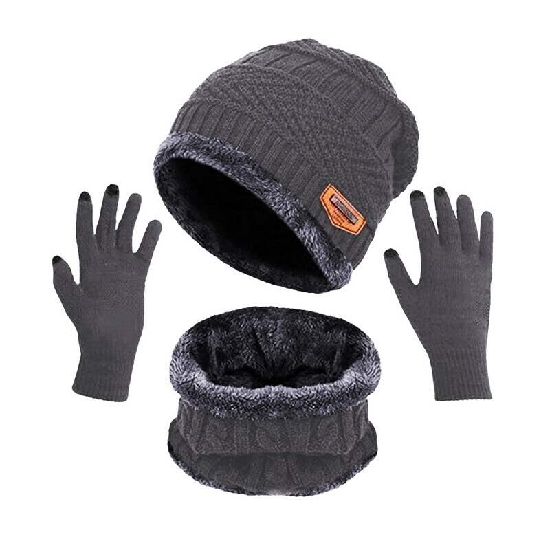 Winter Hat Scarf Touch Screen Gloves Set 3