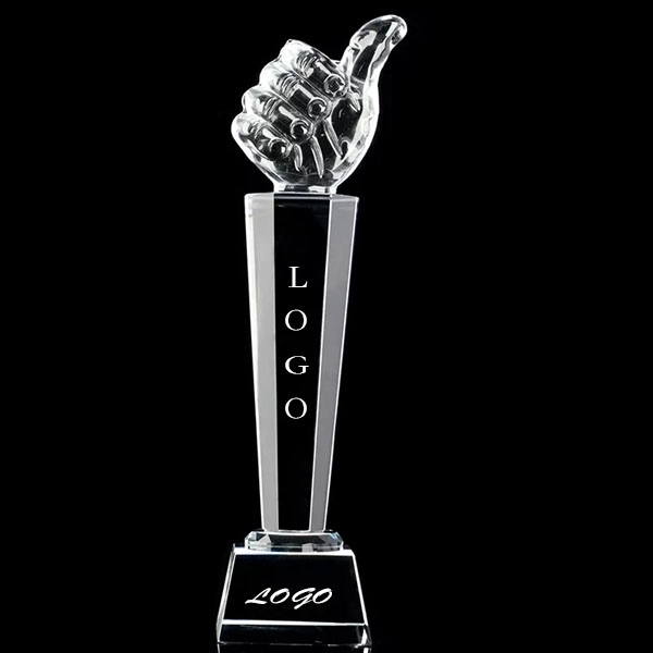 Crystal Thumbs Up Trophy 5